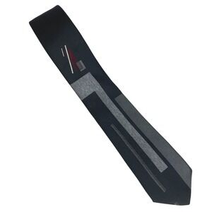 BONJOUR Mens Necktie Black Abstract Artsy Art Deco Slim Modern USA 54x2.5‎ VTG